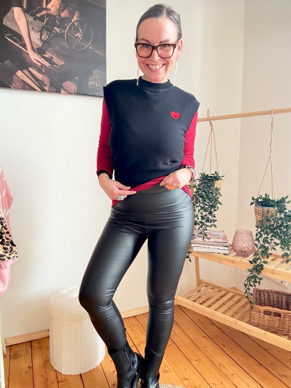 Hose Ladystyle Lederimitat Schwarz - FROLLEIN KÄTHE Shop