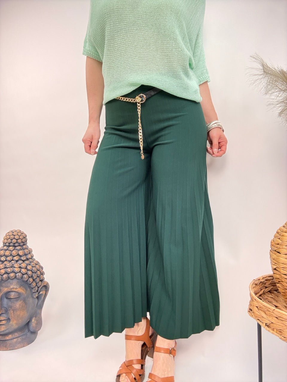 Hose Laury Plissee Grün - FROLLEIN KÄTHE Shop