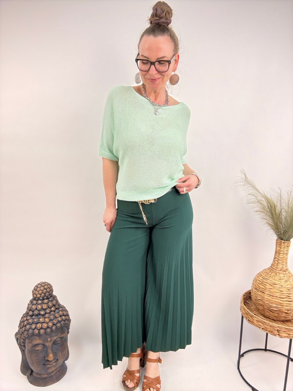Hose Laury Plissee Grün - FROLLEIN KÄTHE Shop