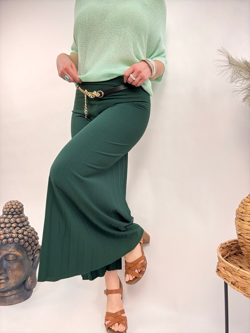 Hose Laury Plissee Grün - FROLLEIN KÄTHE Shop