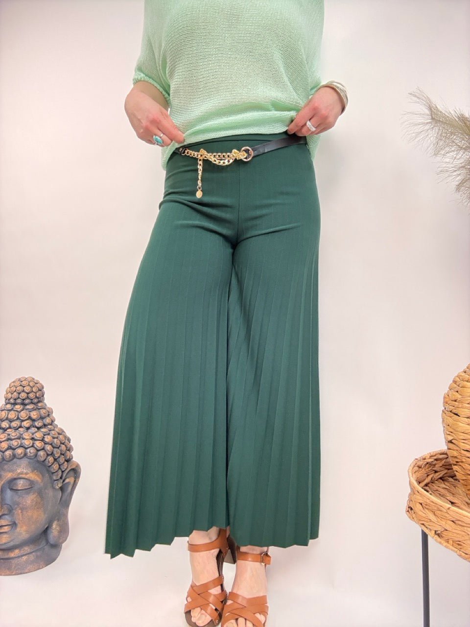 Hose Laury Plissee Grün - FROLLEIN KÄTHE Shop
