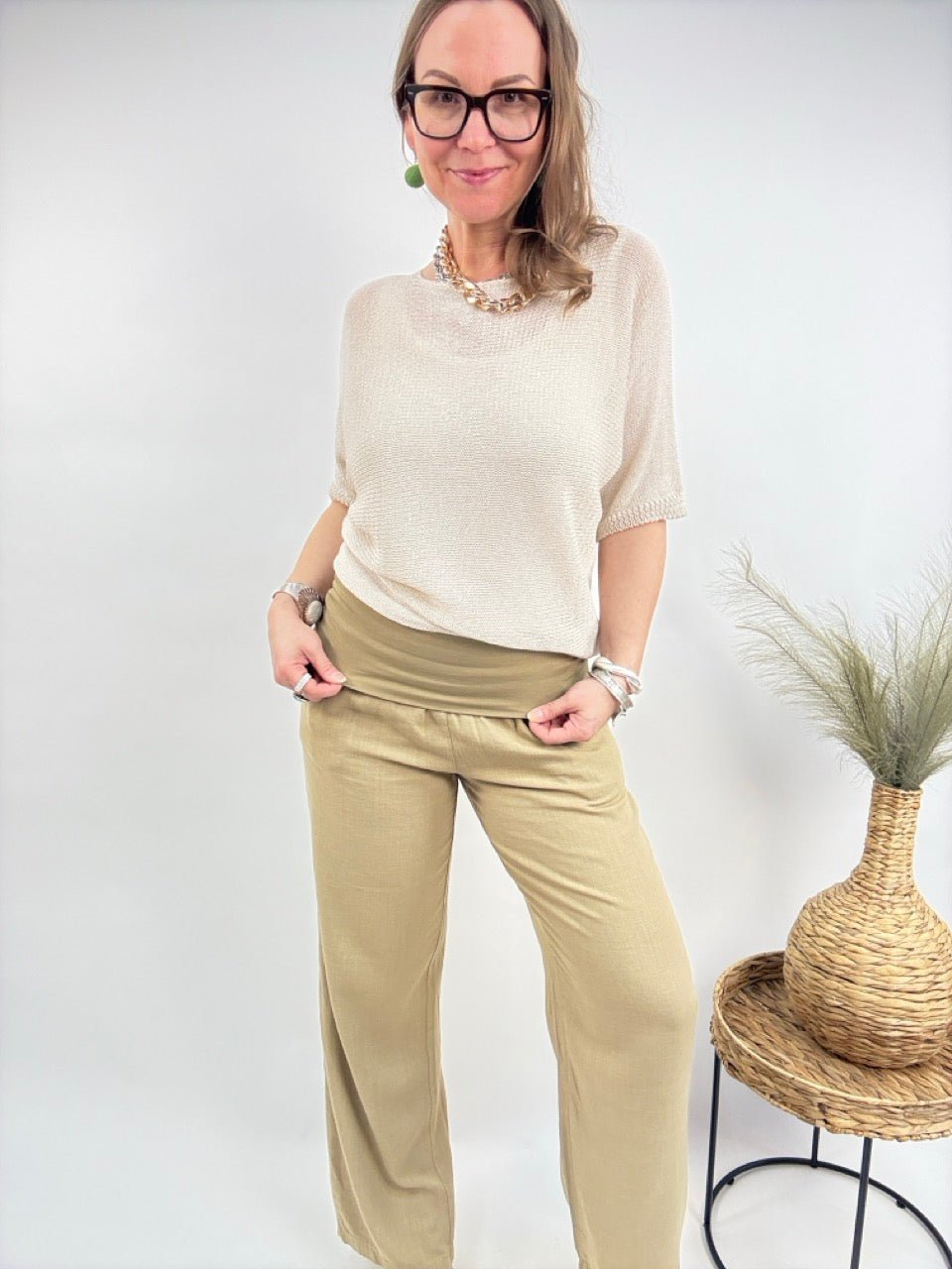 Hose Leinen Glück Cappuccino - FROLLEIN KÄTHE Shop