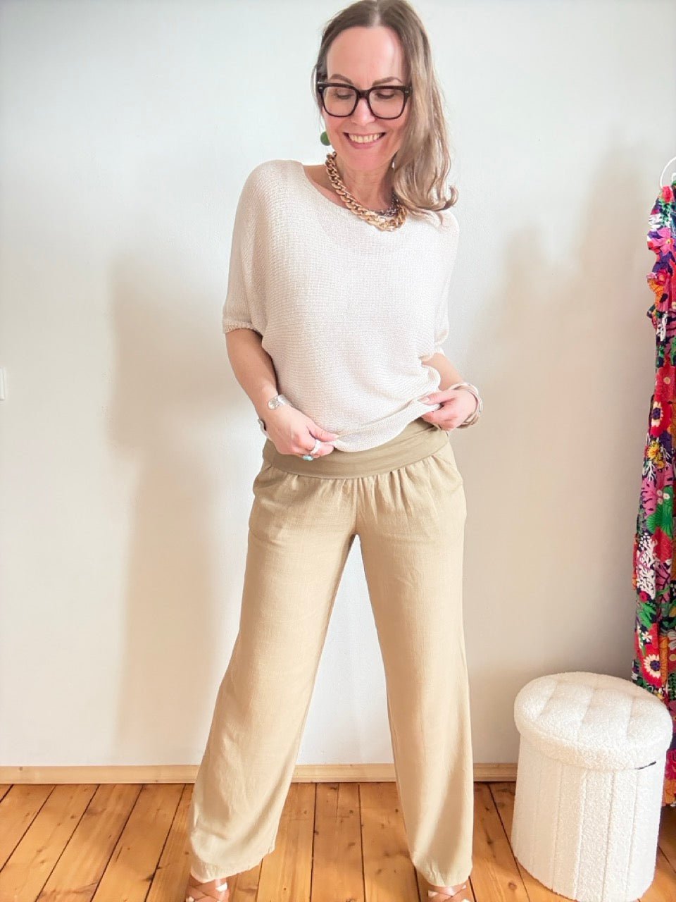 Hose Leinen Glück Cappuccino - FROLLEIN KÄTHE Shop