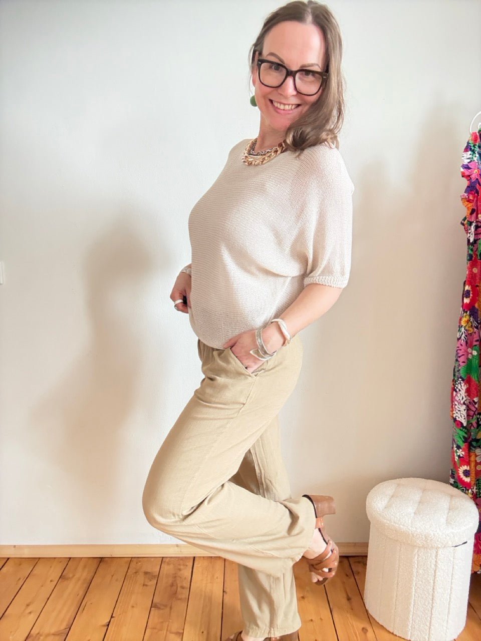 Hose Leinen Glück Cappuccino - FROLLEIN KÄTHE Shop