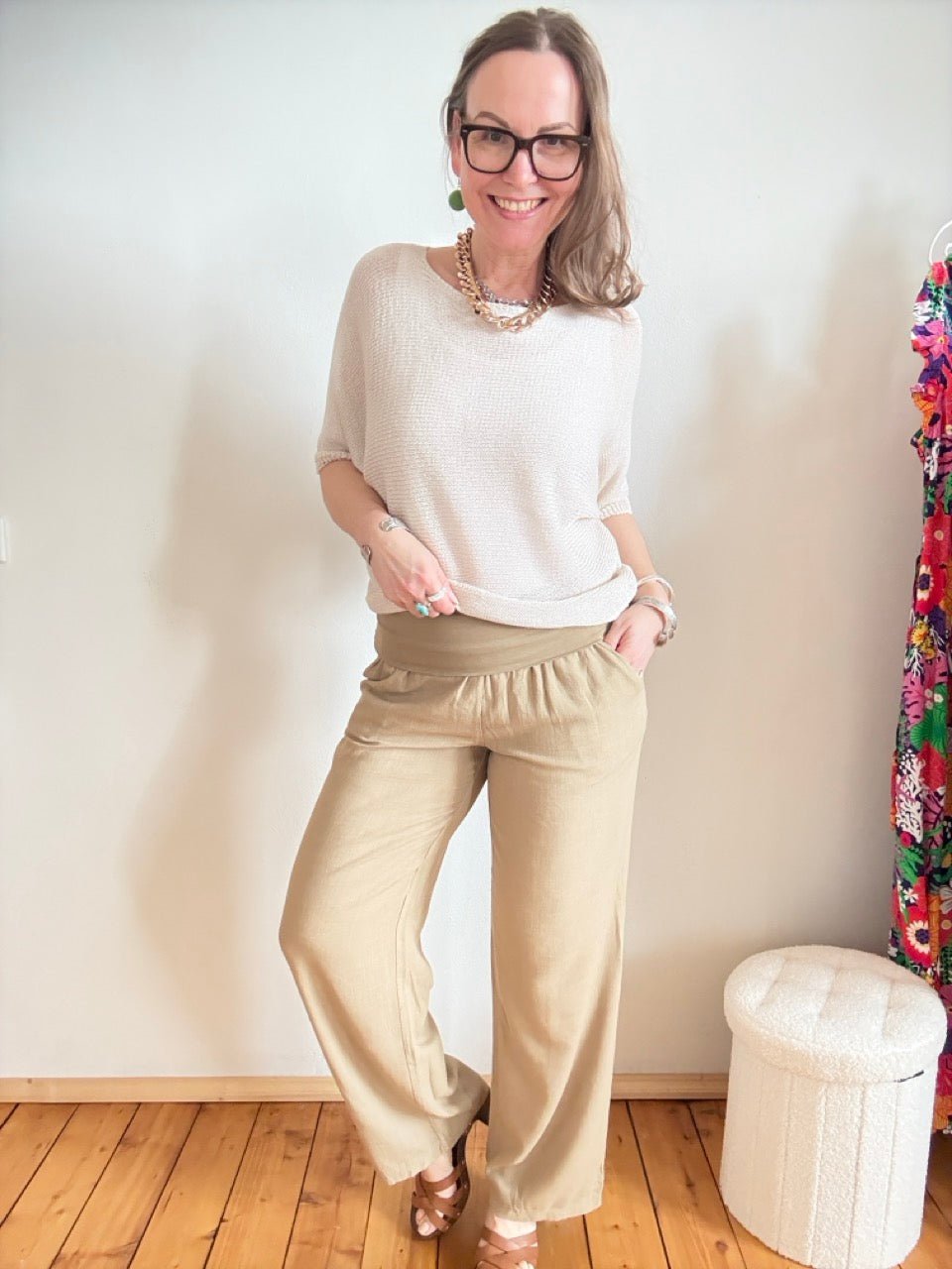 Hose Leinen Glück Cappuccino - FROLLEIN KÄTHE Shop