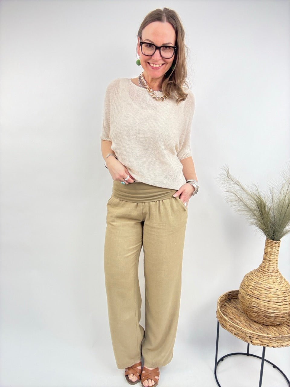 Hose Leinen Glück Cappuccino - FROLLEIN KÄTHE Shop
