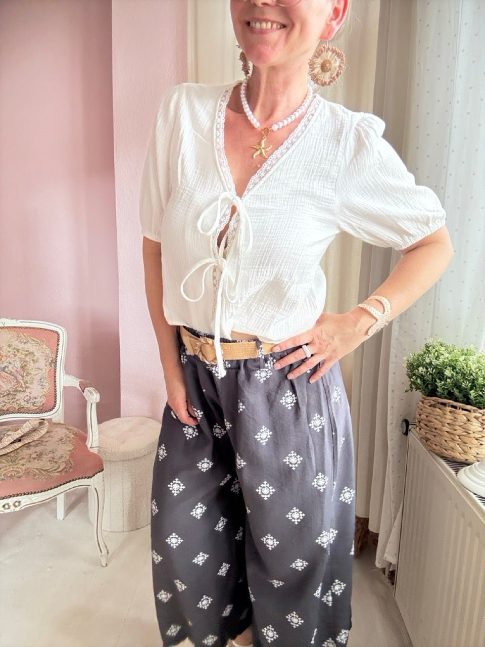 Hose Mara Grau mit Gürtel - FROLLEIN KÄTHE Shop
