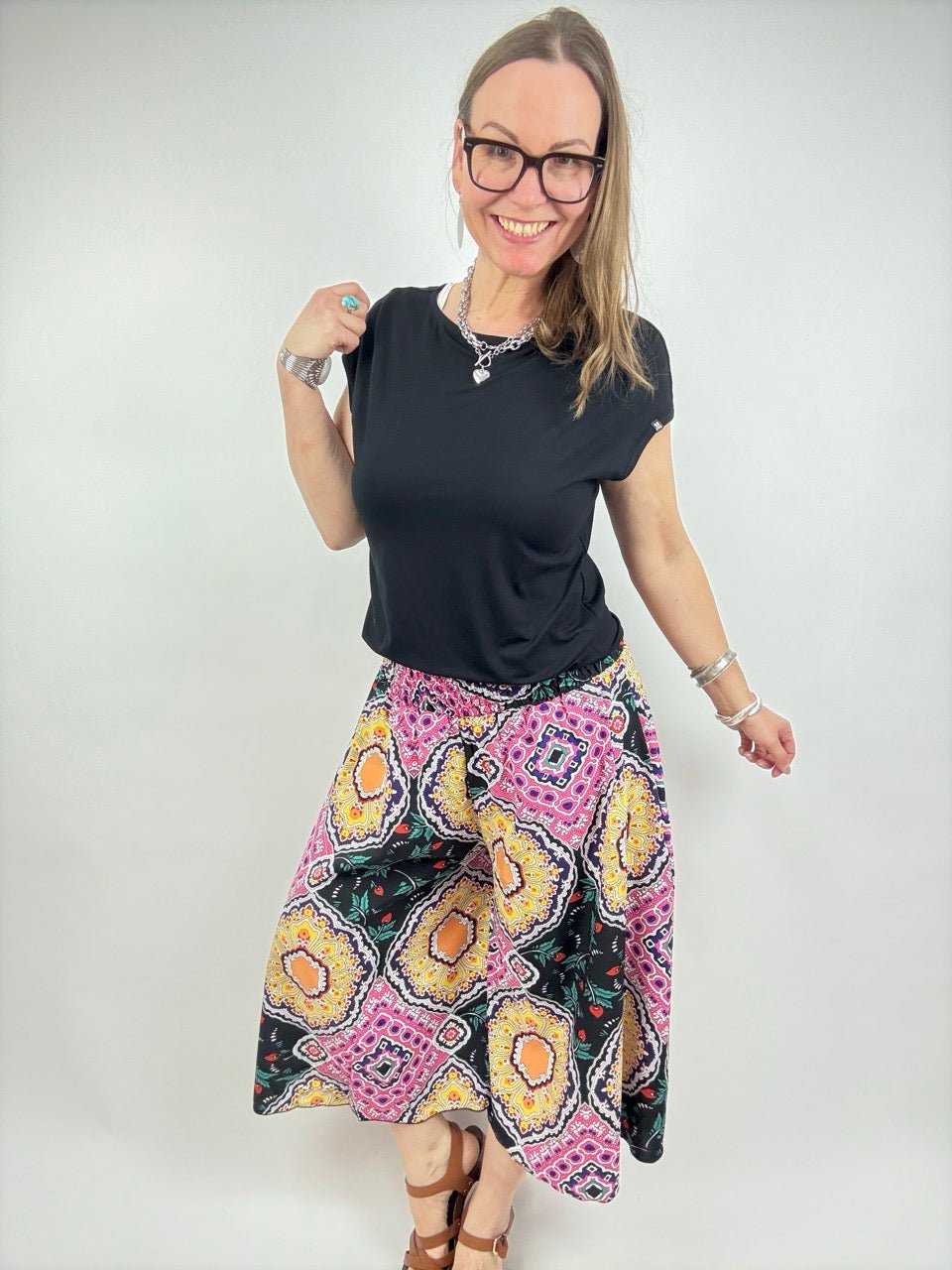 Hose Mira Culotte Schwarz Bunt - FROLLEIN KÄTHE Shop