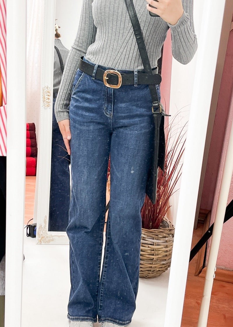Hose Straight Fit Dunkelblau - FROLLEIN KÄTHE Shop