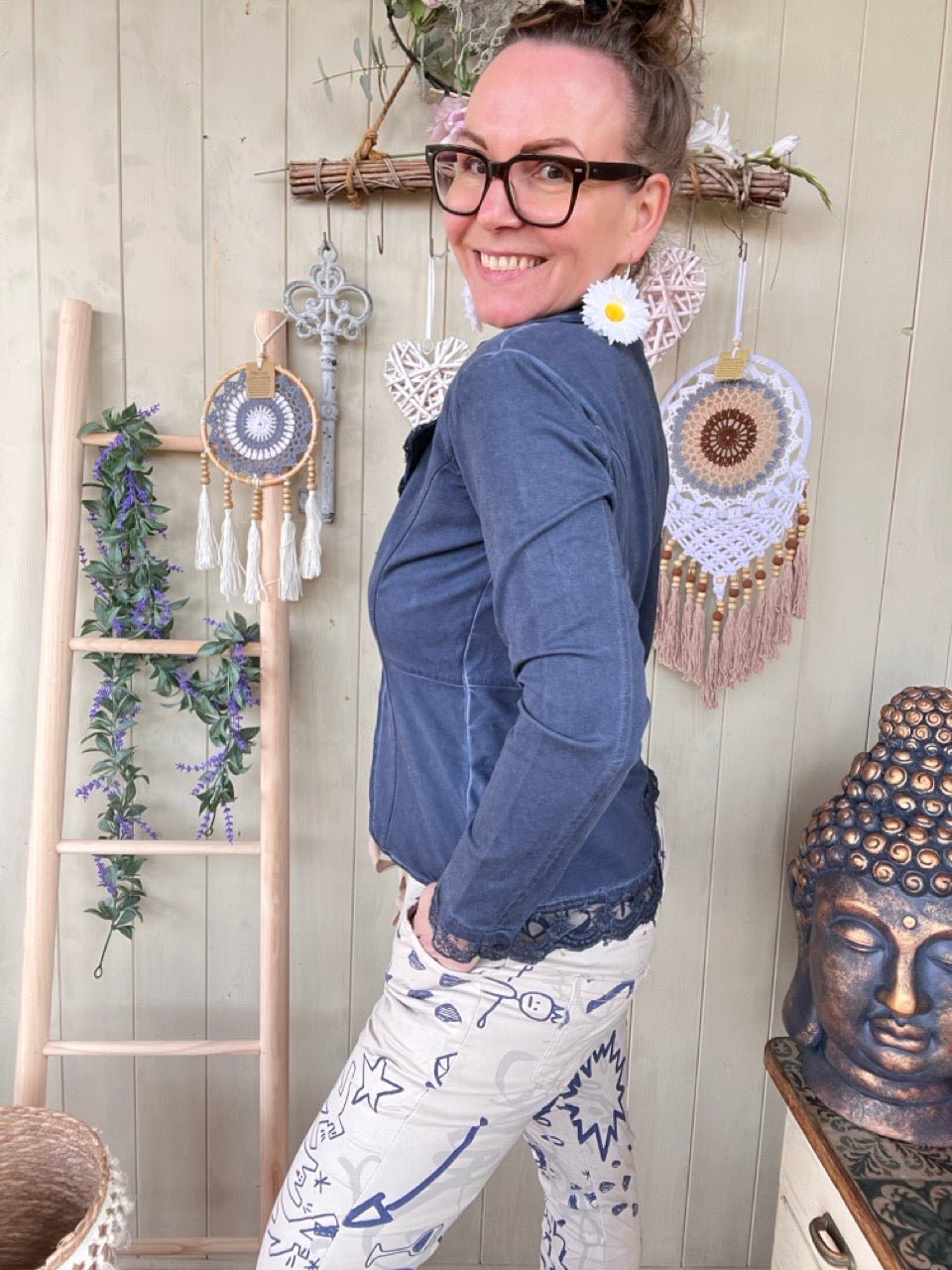 Jacke Edda Blau - FROLLEIN KÄTHE Shop