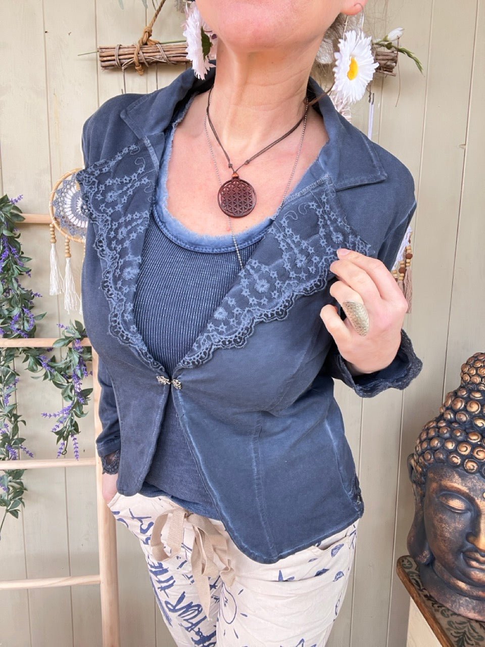 Jacke Edda Blau - FROLLEIN KÄTHE Shop