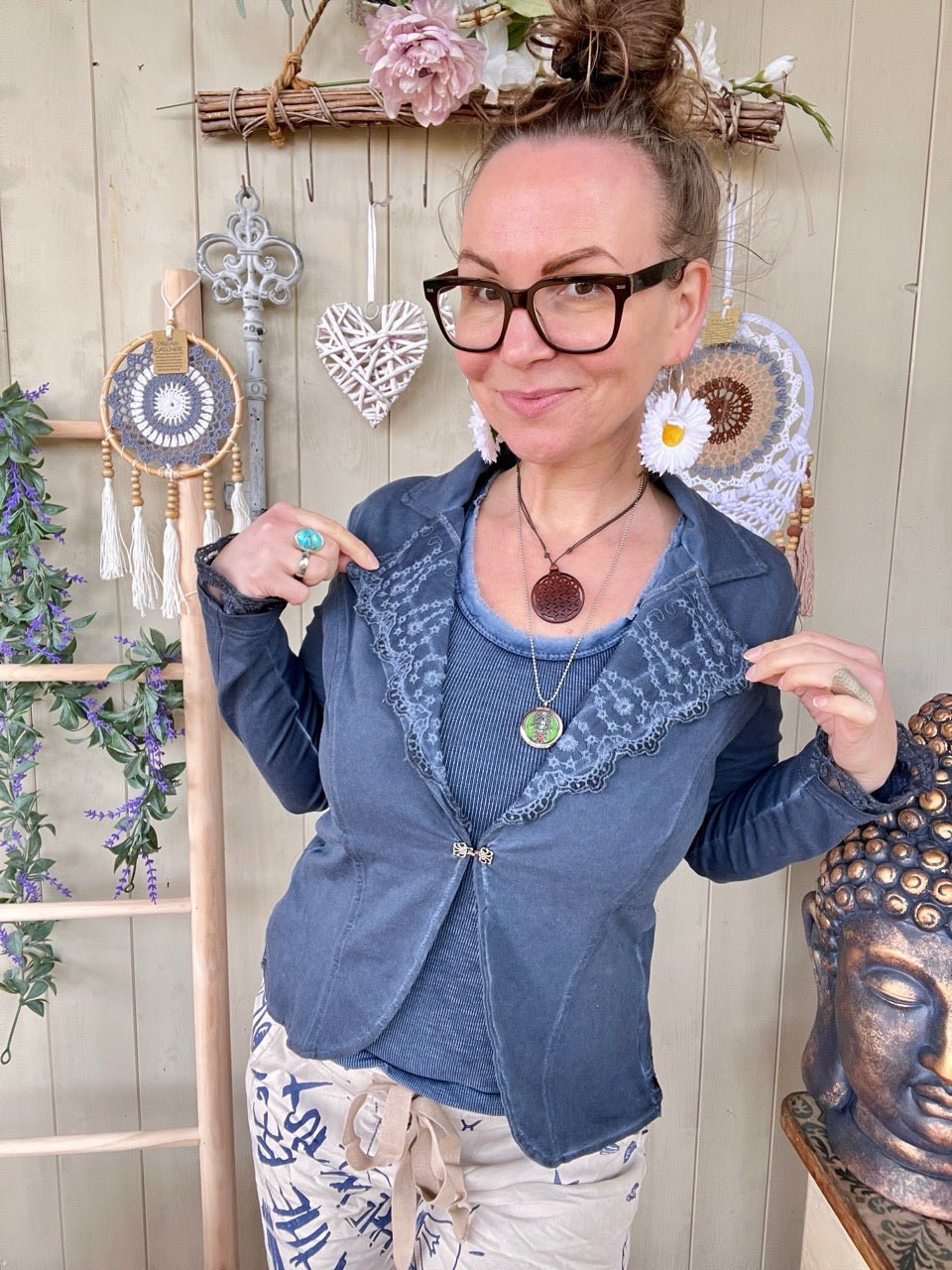 Jacke Edda Blau - FROLLEIN KÄTHE Shop