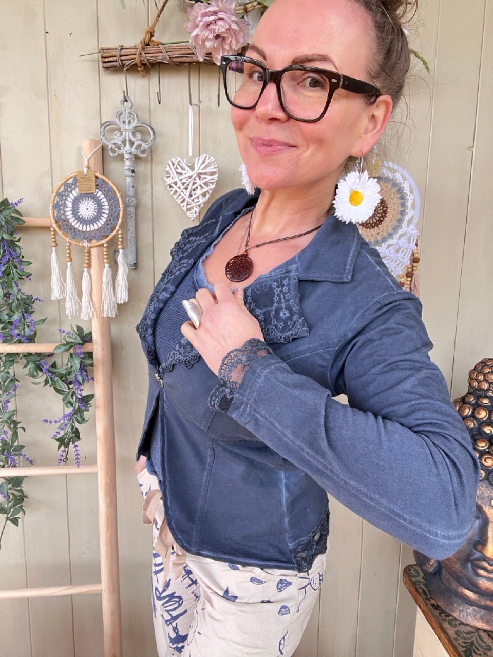 Jacke Edda Blau - FROLLEIN KÄTHE Shop