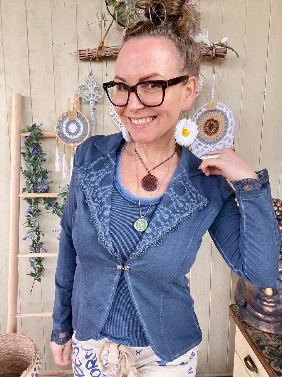Jacke Edda Blau - FROLLEIN KÄTHE Shop