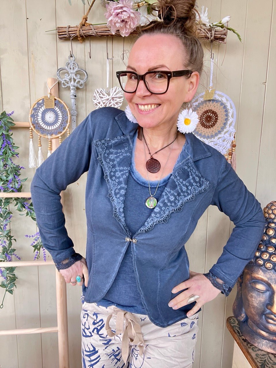 Jacke Edda Blau - FROLLEIN KÄTHE Shop
