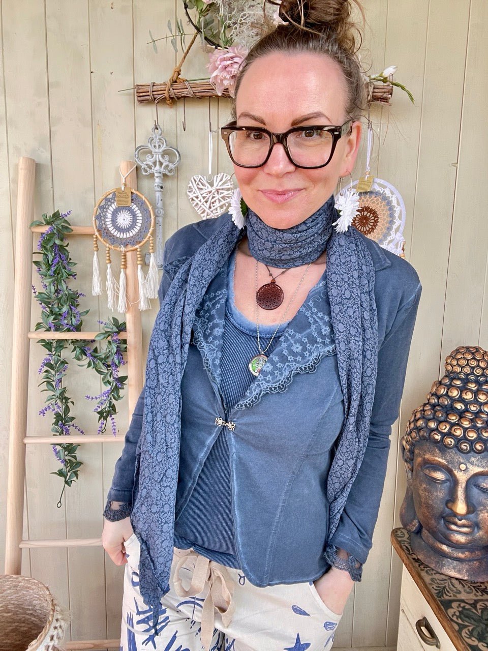 Jacke Edda Blau - FROLLEIN KÄTHE Shop