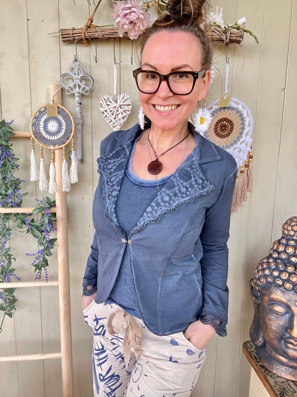 Jacke Edda Blau - FROLLEIN KÄTHE Shop