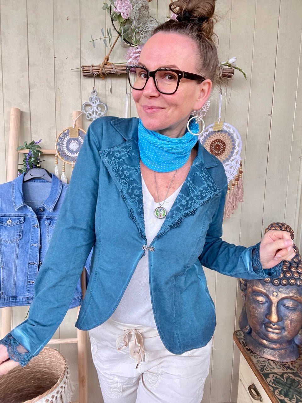 Jacke Edda Petrol - FROLLEIN KÄTHE Shop