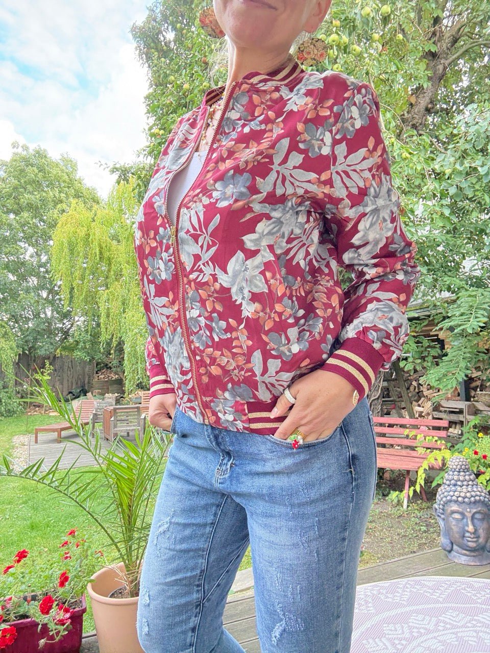Jacke Mustertraum Dunkelrot - FROLLEIN KÄTHE Shop