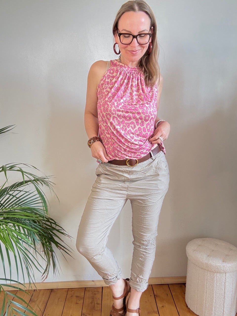 Jogpants Cozy Style Sand mit Gürtel - FROLLEIN KÄTHE Shop