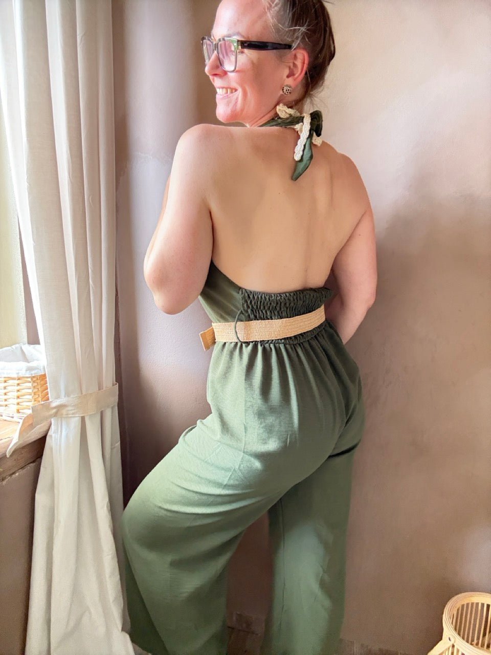 Jumpsuit Marla mit Gürtel Olive - FROLLEIN KÄTHE Shop