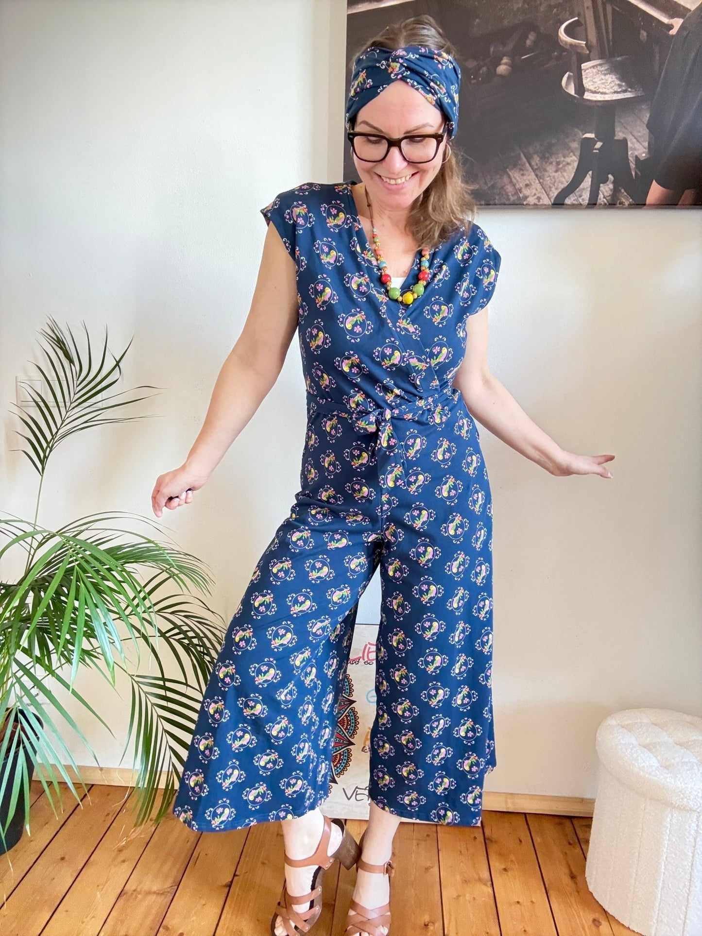 Jumpsuit Vogelsang Blau - FROLLEIN KÄTHE Shop