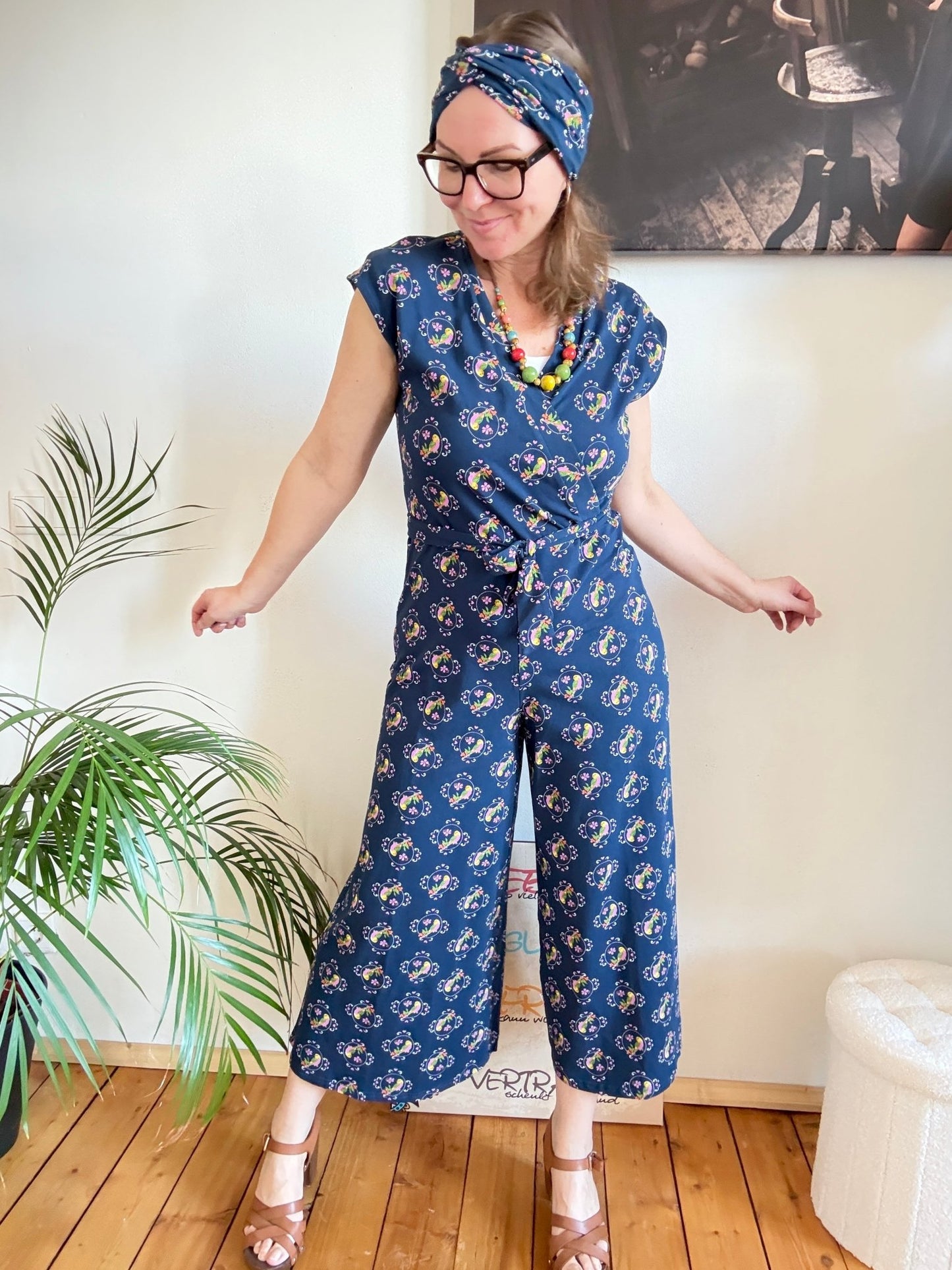 Jumpsuit Vogelsang Blau - FROLLEIN KÄTHE Shop