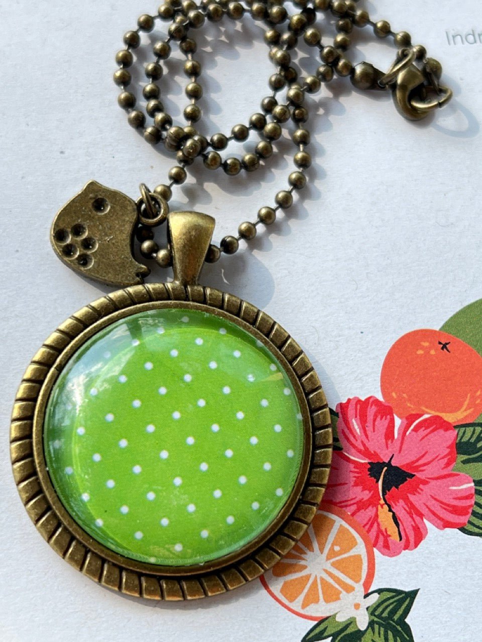 Kette Kiki Bronze Grün mit Pünktchen - FROLLEIN KÄTHE Shop