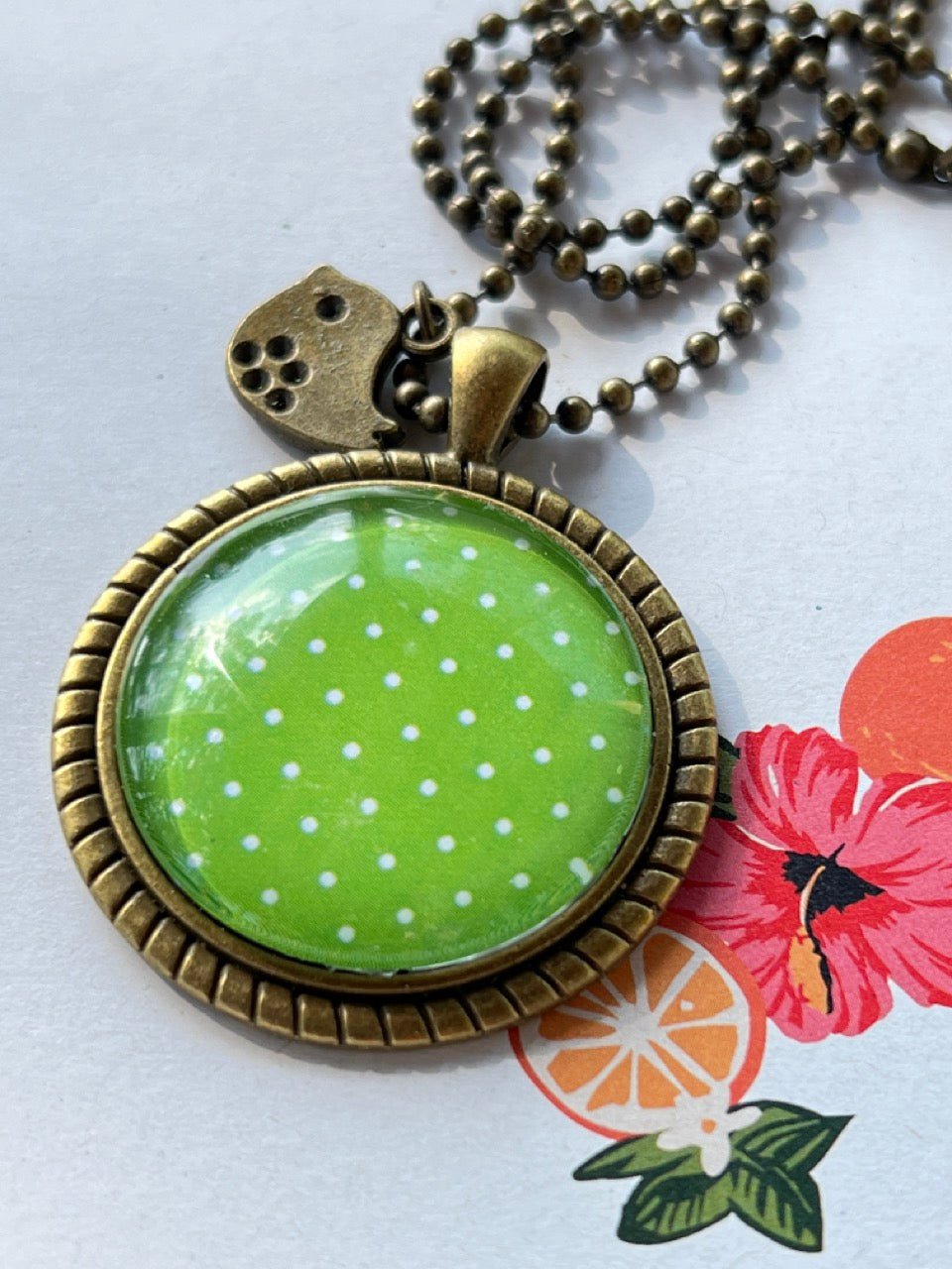 Kette Kiki Bronze Grün mit Pünktchen - FROLLEIN KÄTHE Shop