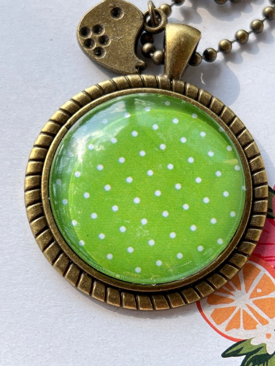 Kette Kiki Bronze Grün mit Pünktchen - FROLLEIN KÄTHE Shop
