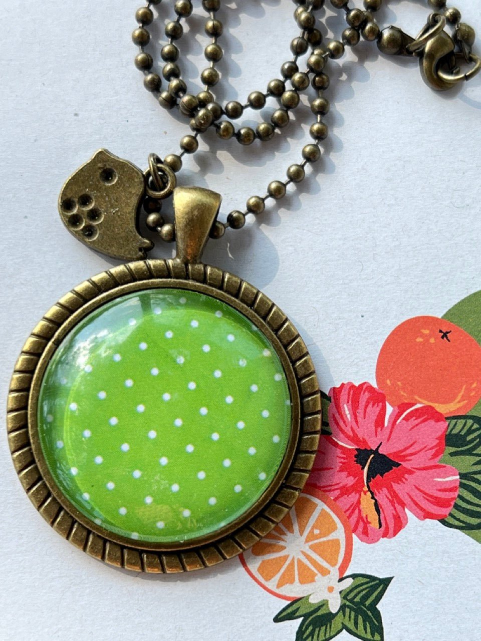 Kette Kiki Bronze Grün mit Pünktchen - FROLLEIN KÄTHE Shop