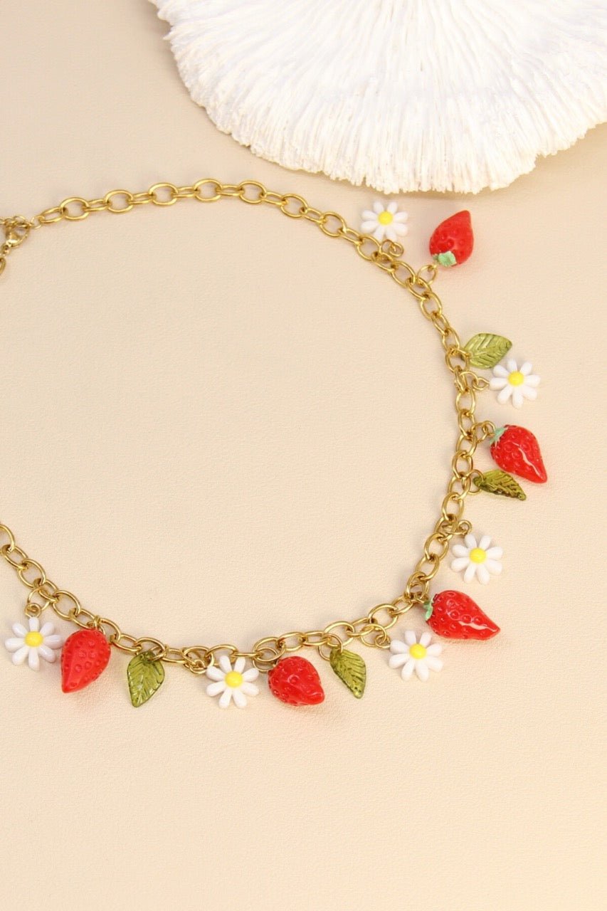 Kette Strawberry Flower Rostfreier Stahl - FROLLEIN KÄTHE Shop