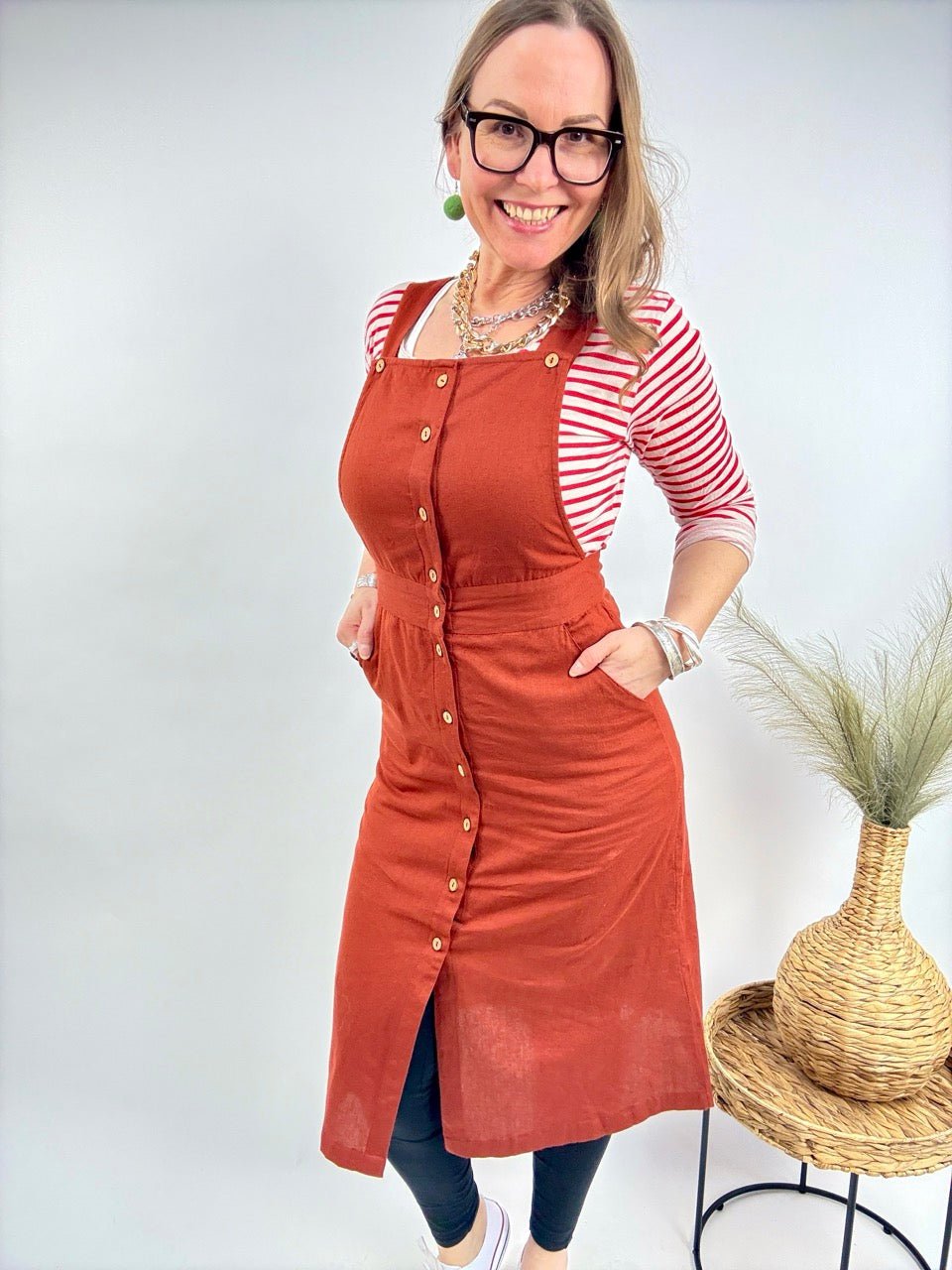 Kleid Baba Midi Rotbraun - FROLLEIN KÄTHE Shop