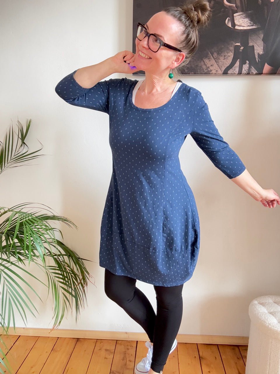 Kleid Ballonkleid Ankerliebe Blau - FROLLEIN KÄTHE Shop