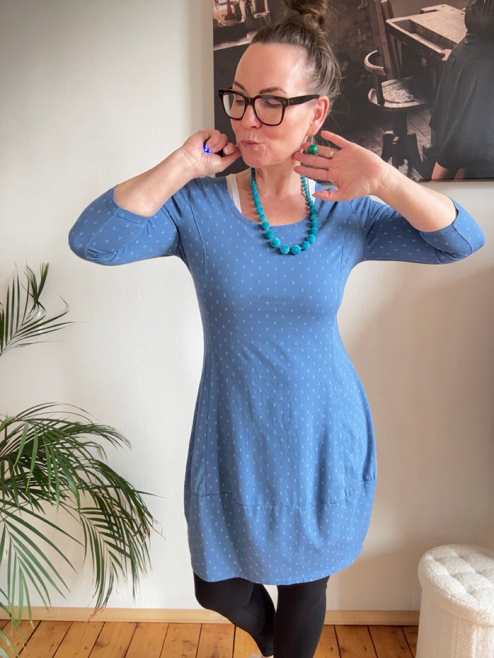 Kleid Ballonkleid Ankerliebe Jeansblau - FROLLEIN KÄTHE Shop