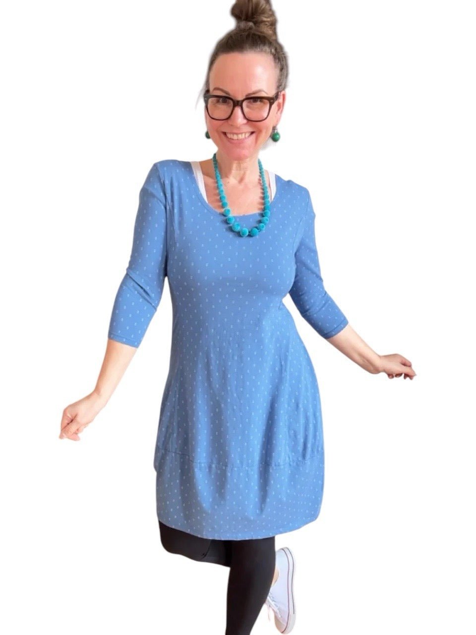 Kleid Ballonkleid Ankerliebe Jeansblau - FROLLEIN KÄTHE Shop
