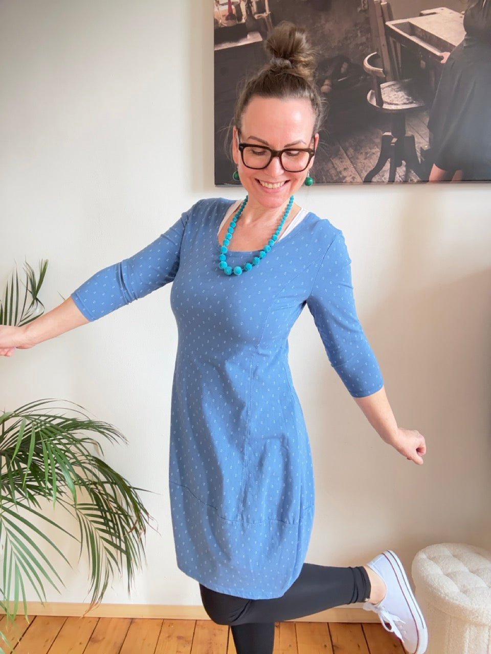 Kleid Ballonkleid Ankerliebe Jeansblau - FROLLEIN KÄTHE Shop