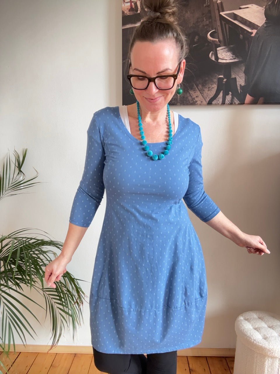 Kleid Ballonkleid Ankerliebe Jeansblau - FROLLEIN KÄTHE Shop