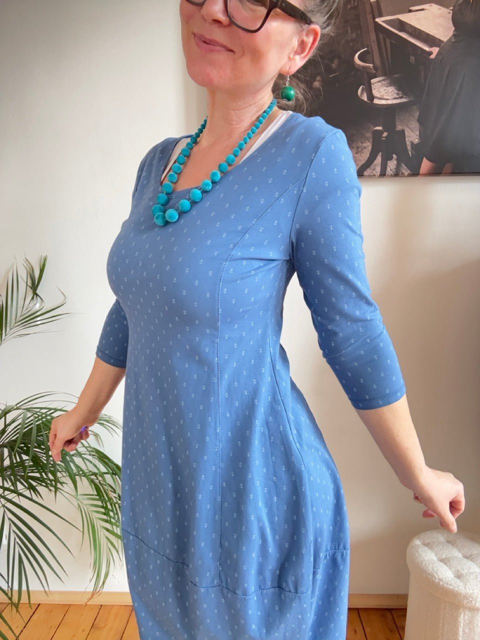 Kleid Ballonkleid Ankerliebe Jeansblau - FROLLEIN KÄTHE Shop