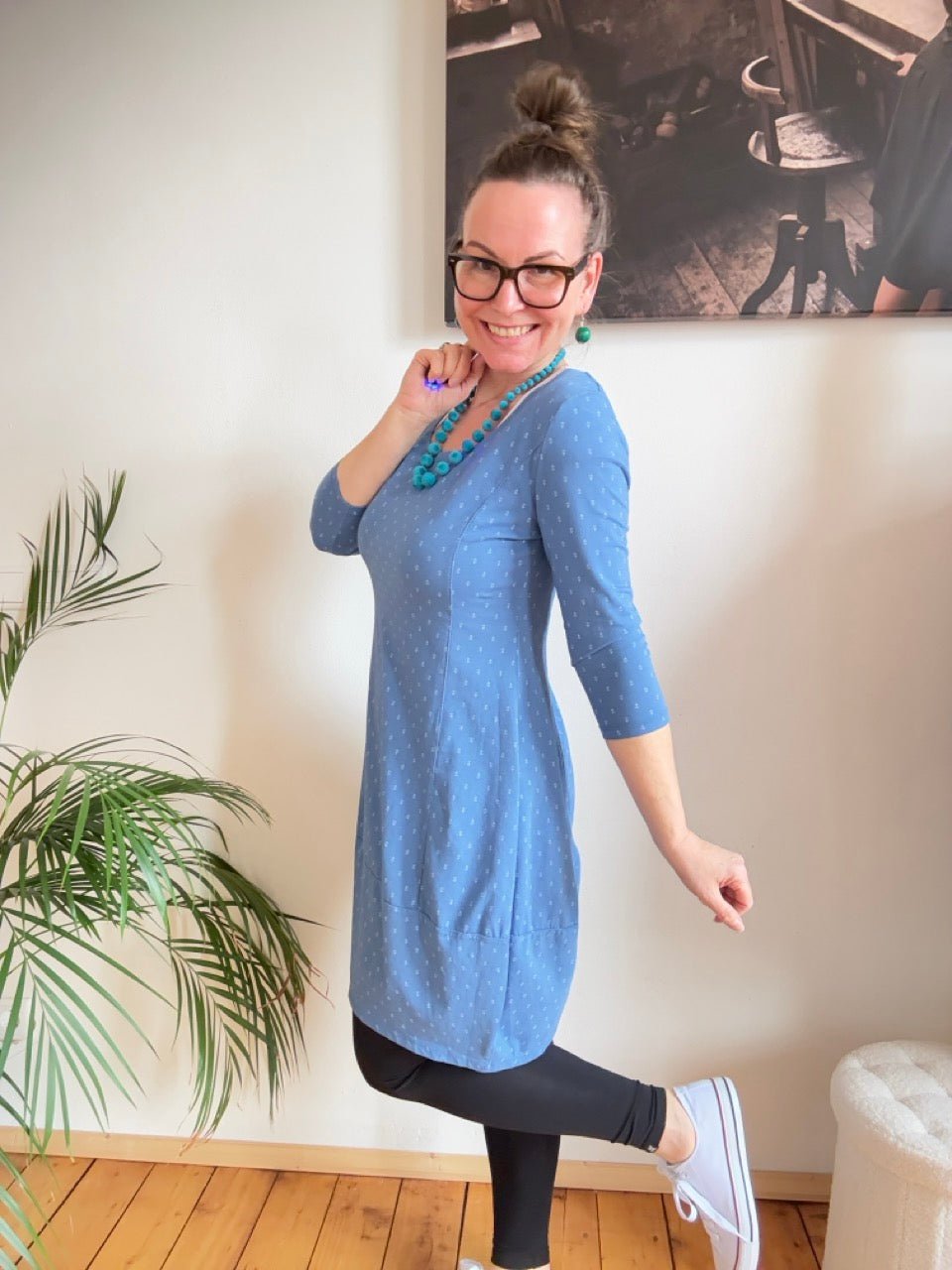 Kleid Ballonkleid Ankerliebe Jeansblau - FROLLEIN KÄTHE Shop