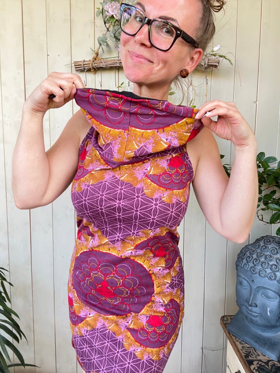 Kleid Blume des Lebens Violett Gold - FROLLEIN KÄTHE Shop