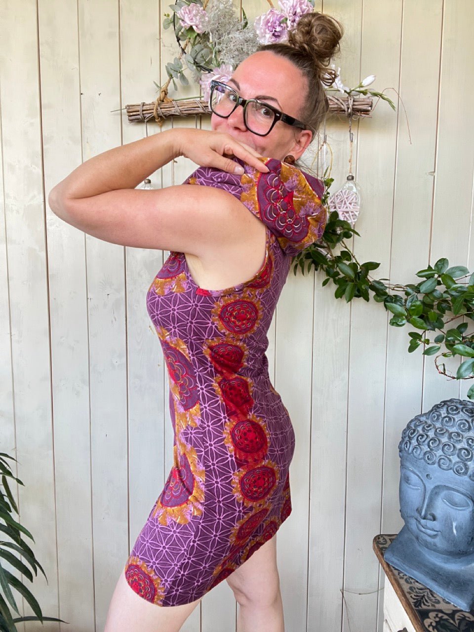 Kleid Blume des Lebens Violett Gold - FROLLEIN KÄTHE Shop