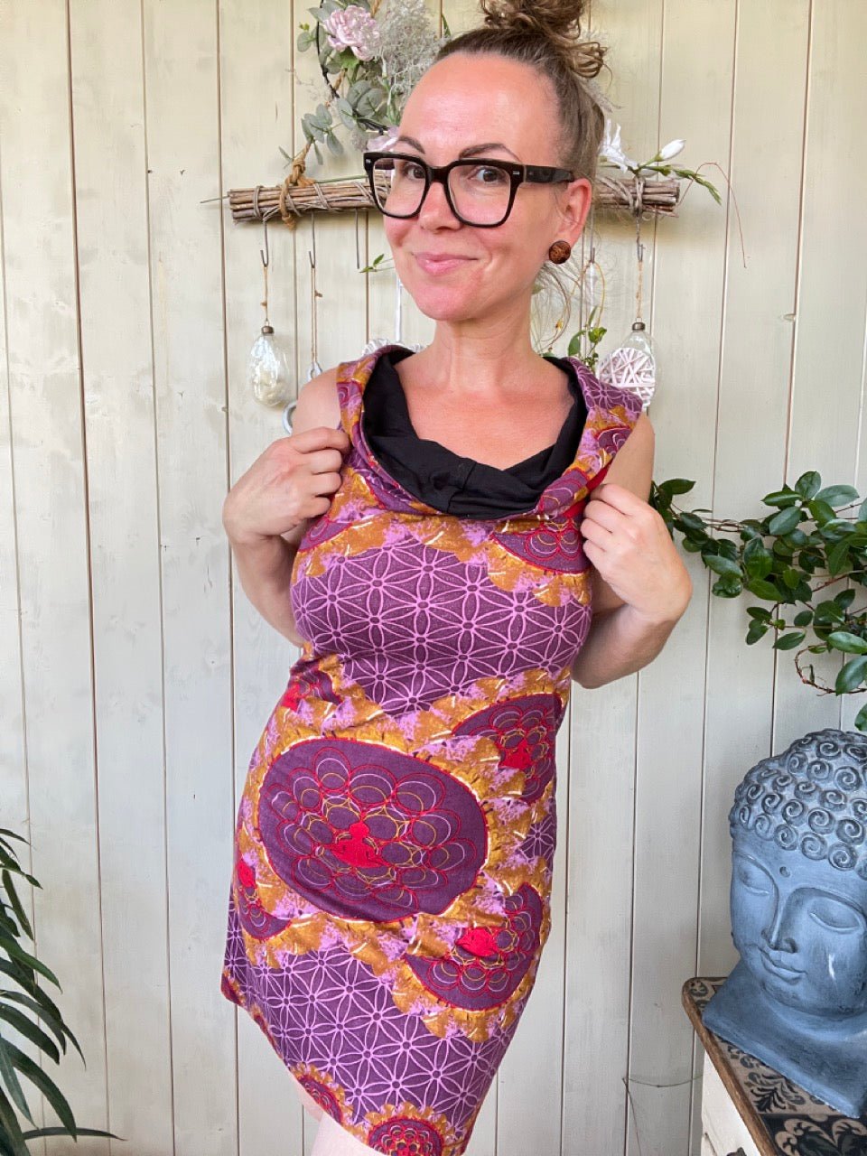 Kleid Blume des Lebens Violett Gold - FROLLEIN KÄTHE Shop