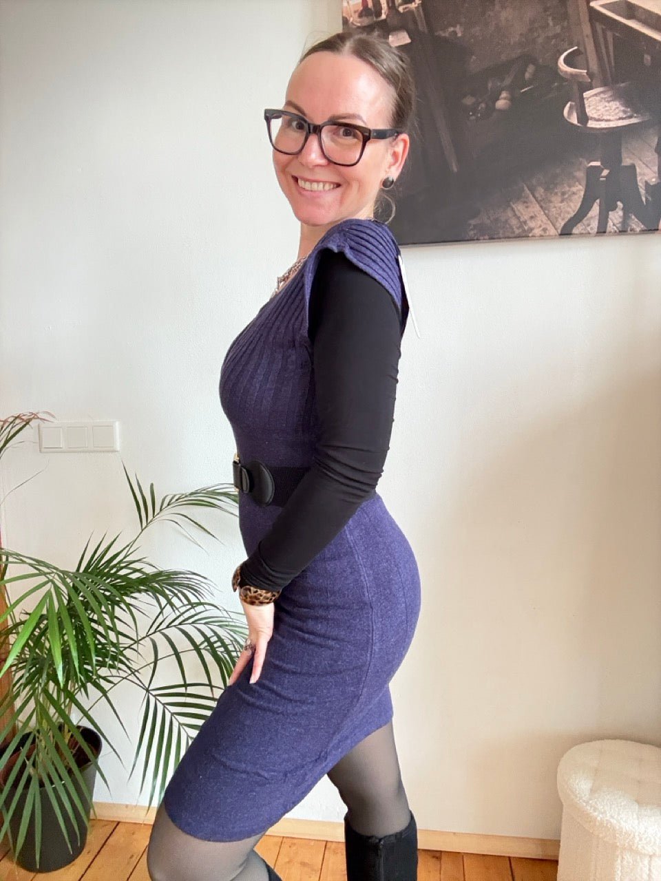 Kleid Lissy Violett mit Gürtel - FROLLEIN KÄTHE Shop
