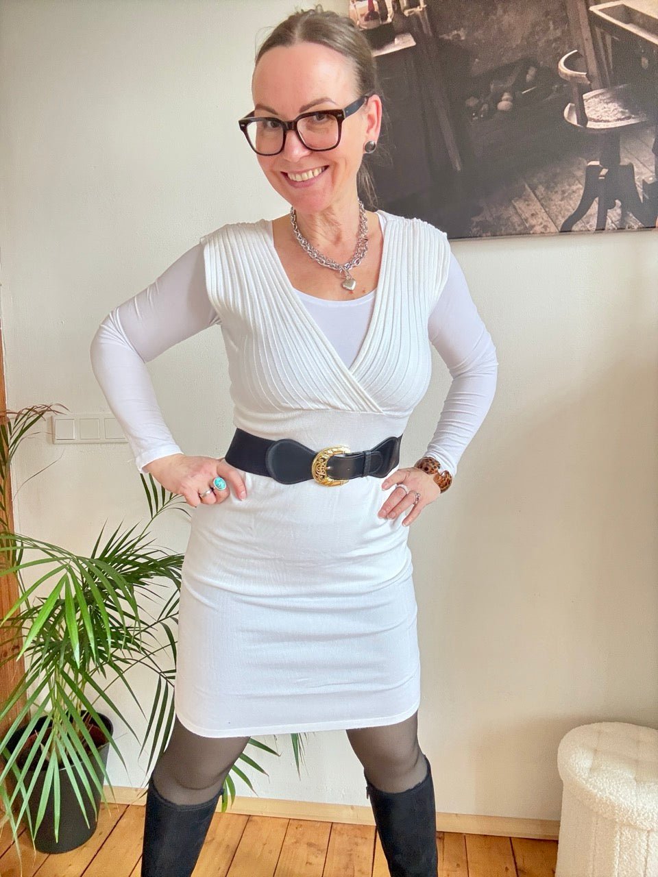 Kleid Lissy Weiß mit Gürtel - FROLLEIN KÄTHE Shop