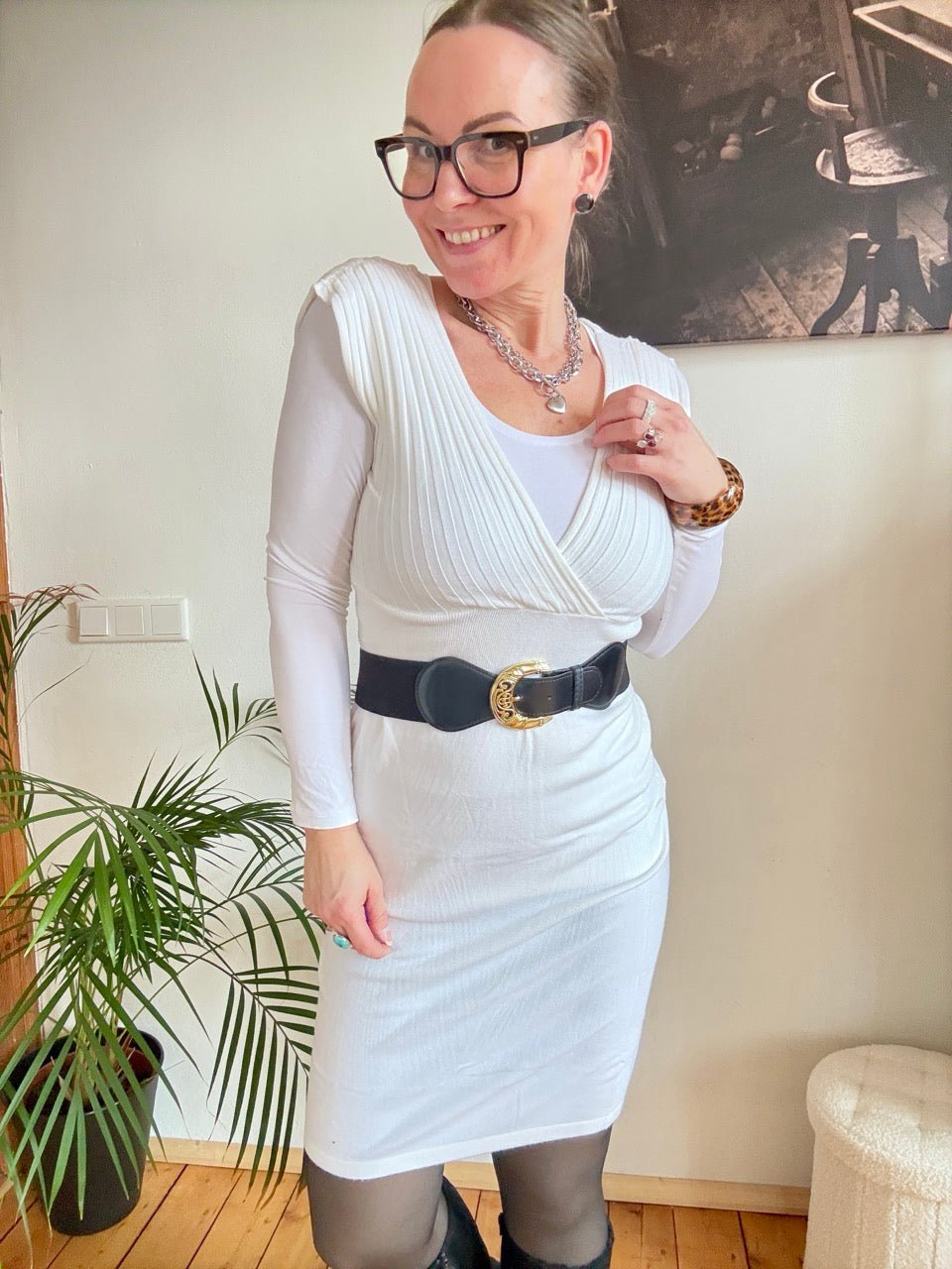 Kleid Lissy Weiß mit Gürtel - FROLLEIN KÄTHE Shop