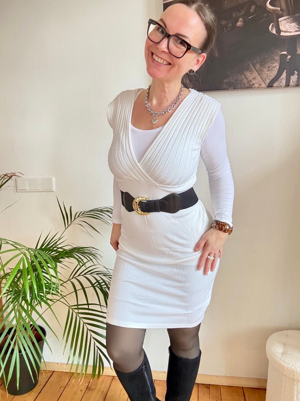 Kleid Lissy Weiß mit Gürtel - FROLLEIN KÄTHE Shop