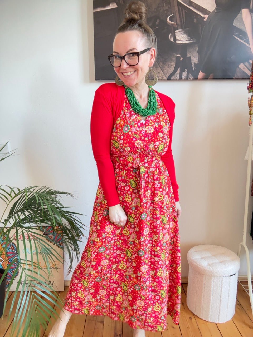 Kleid Love & Peace Rot - FROLLEIN KÄTHE Shop