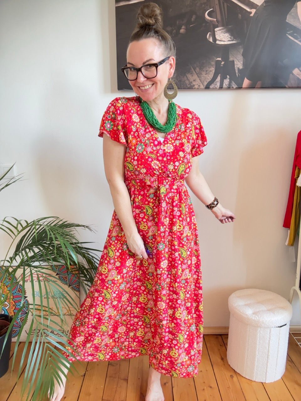 Kleid Love & Peace Rot - FROLLEIN KÄTHE Shop
