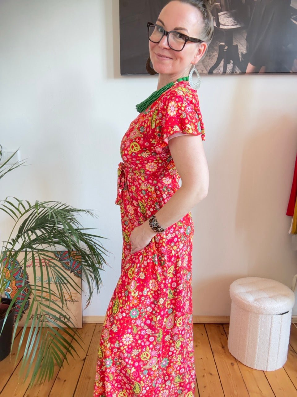 Kleid Love & Peace Rot - FROLLEIN KÄTHE Shop